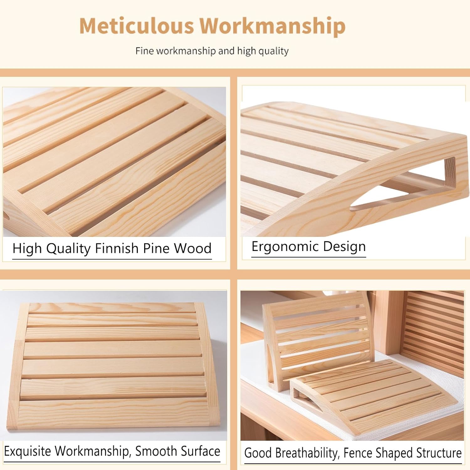 Natural Wood Sauna Headrest - Ergonomic Neck Support Pillow for Home/Infrared Saunas, Heat-Resistant 200°F, Spa-Grade Comfort for Long Sessions