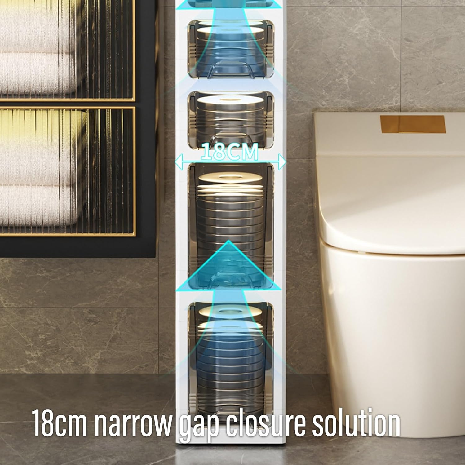 Transparent Bathroom Cart Organizer - Multi-Functional PP Plastic Storage Trolley for Kitchen, Office, and Art Supplies (White, 18x38x89cm)