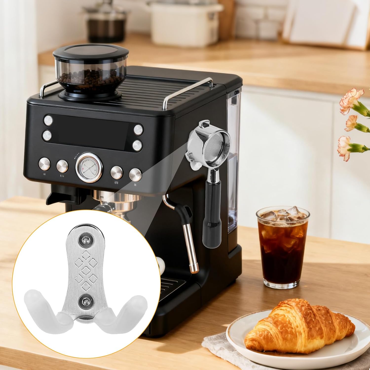 Magnetic Coffee Portafilter Tamper Holder, for Metal Wall Surface with Magnetizing Sheet Coffee Espresso Accessories Magnetic Fit for Most Portafilter