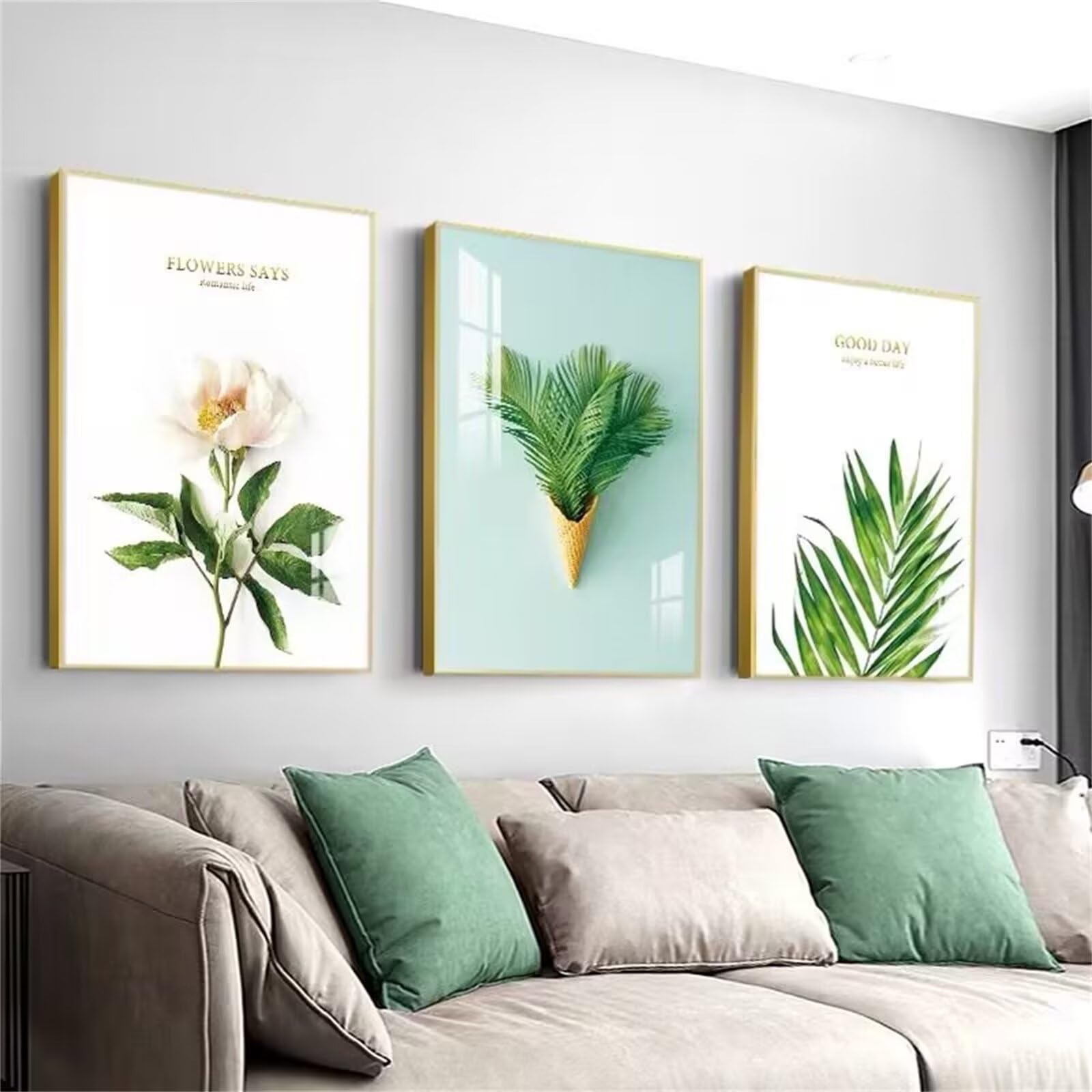 Peinture diamant plante verte pour une décoration murale zen