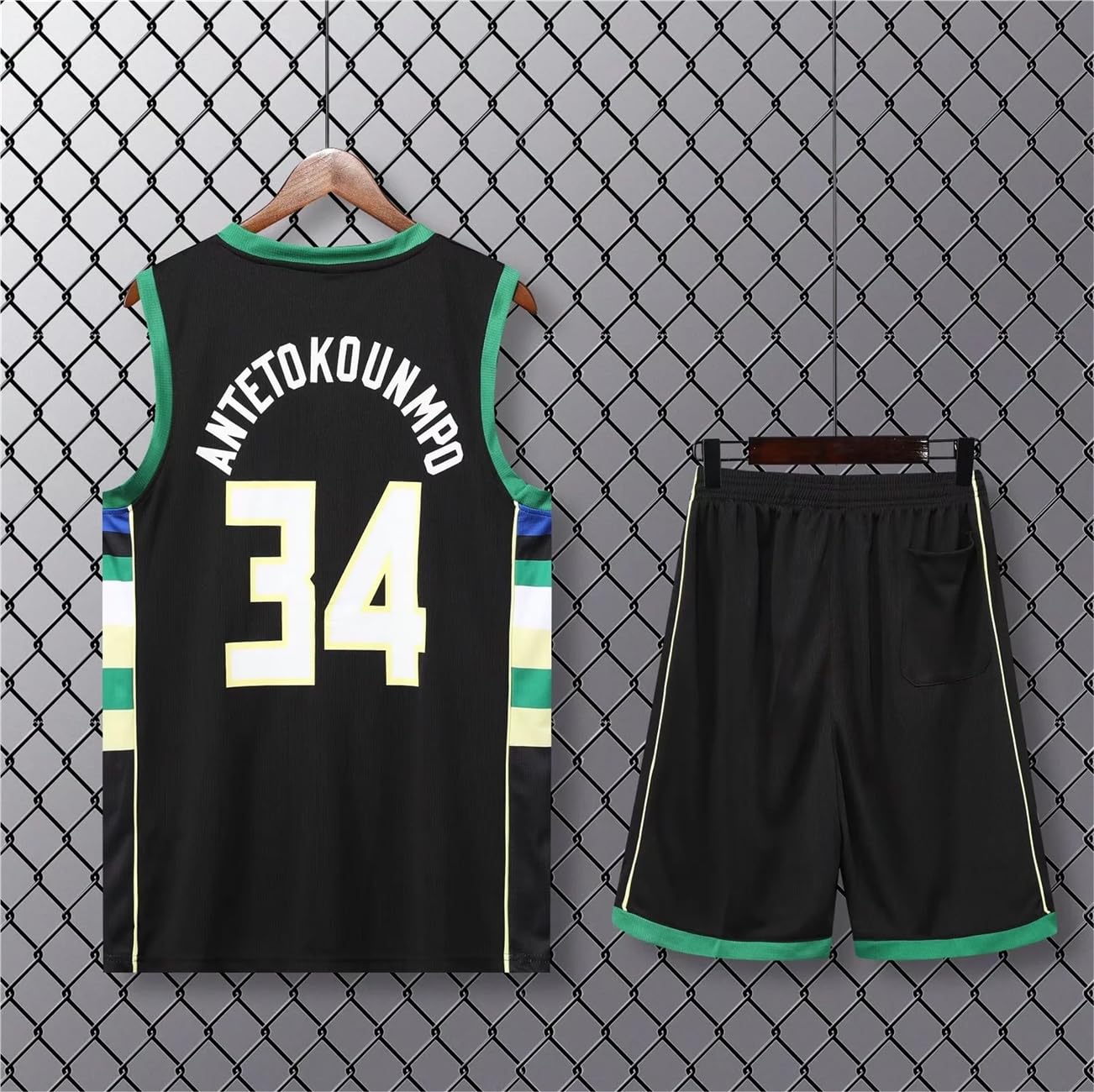 34#Kit de Maillot de Basket-Ball Enfants Fans Jersey Garçons Sportswear Gilet de Basket-Ball sans Manches Hauts et Shorts Sports Set Survêtement d'été Cadeaux pour garçons Grils