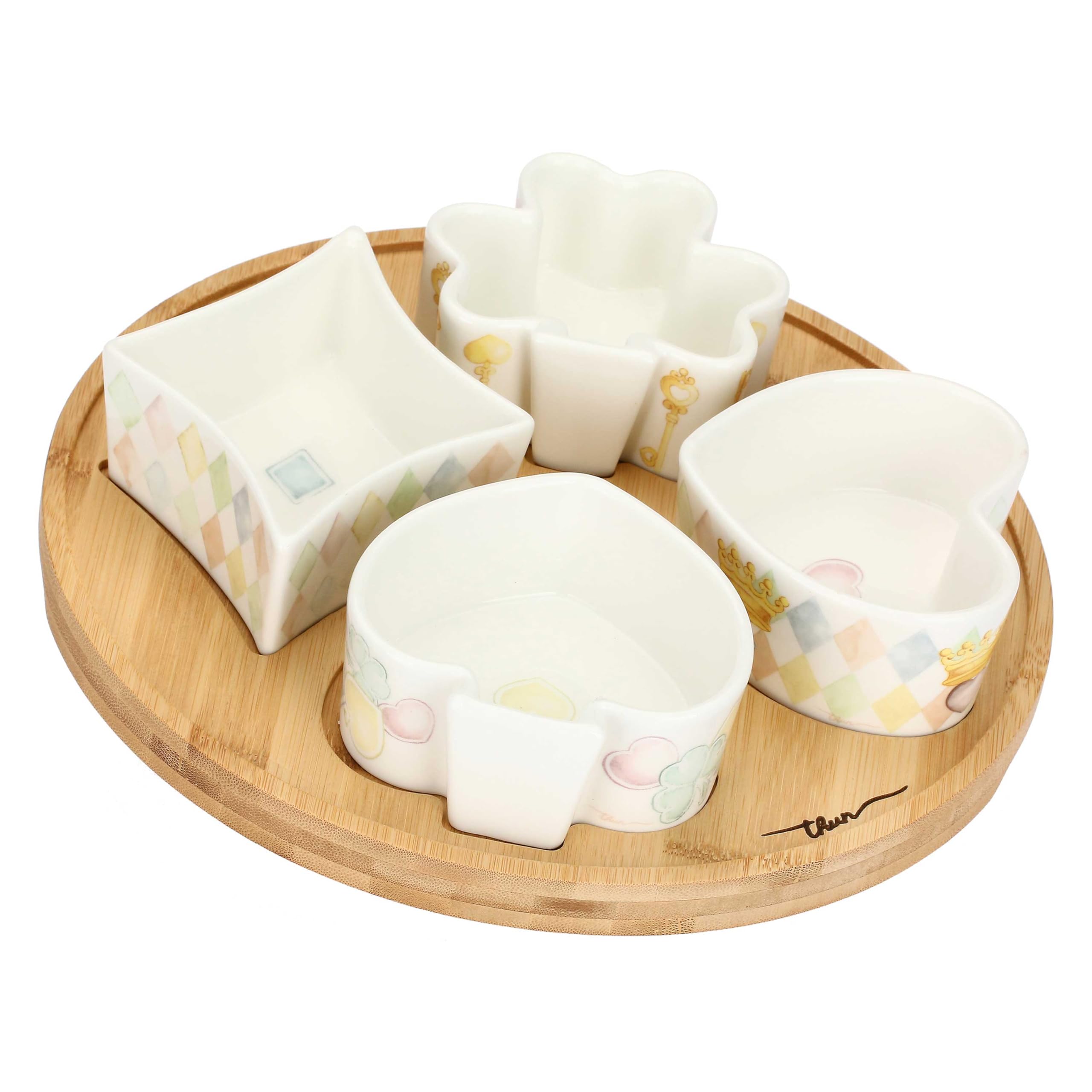 THUN Set Aperitivo Incanto di Primavera, Porcellana, Piattino 29 cm e Ciotola 8x8 cm