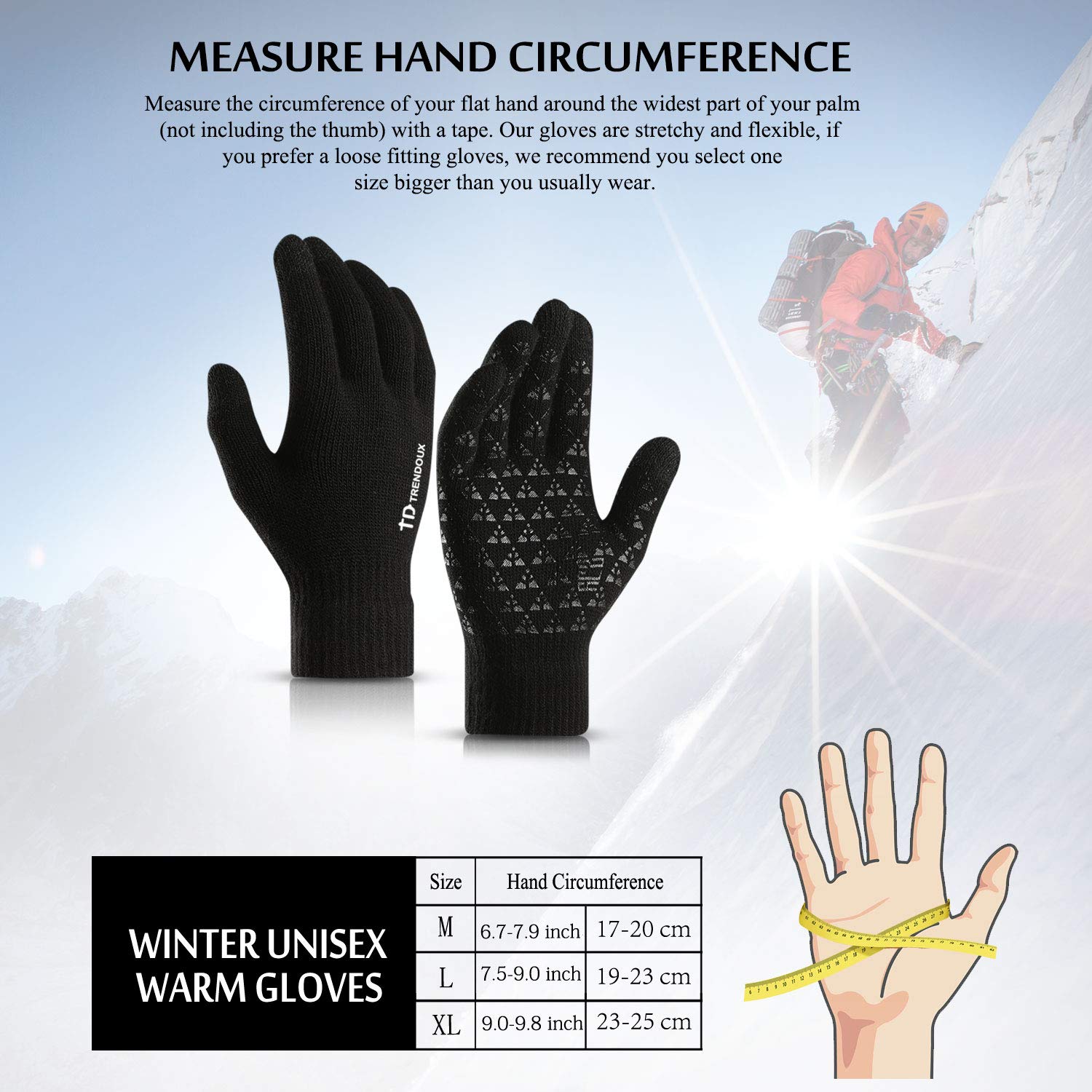 TRENDOUX Guanti invernali uomo donna - guanti touch screen - computer smartphone table lavoro invernali guanti flessibili - caldi morbidi sportivi bici corsa antiscivolo ciclismo, guanti termici uomo