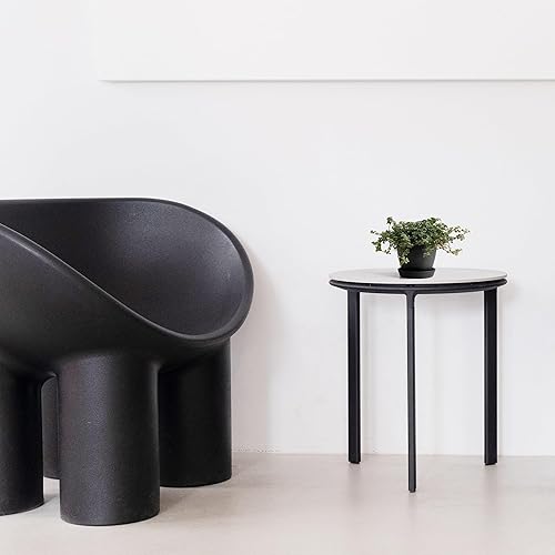 Miniatura 3 de Ecopots Antwerp - Maceta moderna de plástico reciclado para interiores y exteriores con platillo, color gris oscuro, 4.5 pulgadas