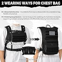 Vista 5 de Tactical Hydration Backpack with 2L Water Bladder and Front Small Tactical Pouch, Outdoor Water Backpack for Men Women, Sports Hydration Pack for