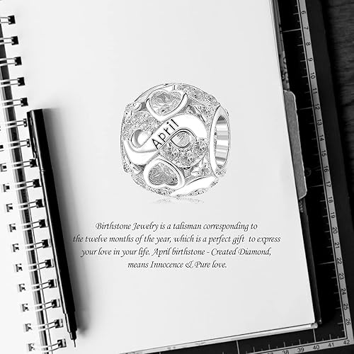 Miniatura 6 de Dije de piedra natal de plata de ley 925 con dije de corazón infinito para pulseras y collares europeos con circonita cúbica 5A, regalo de