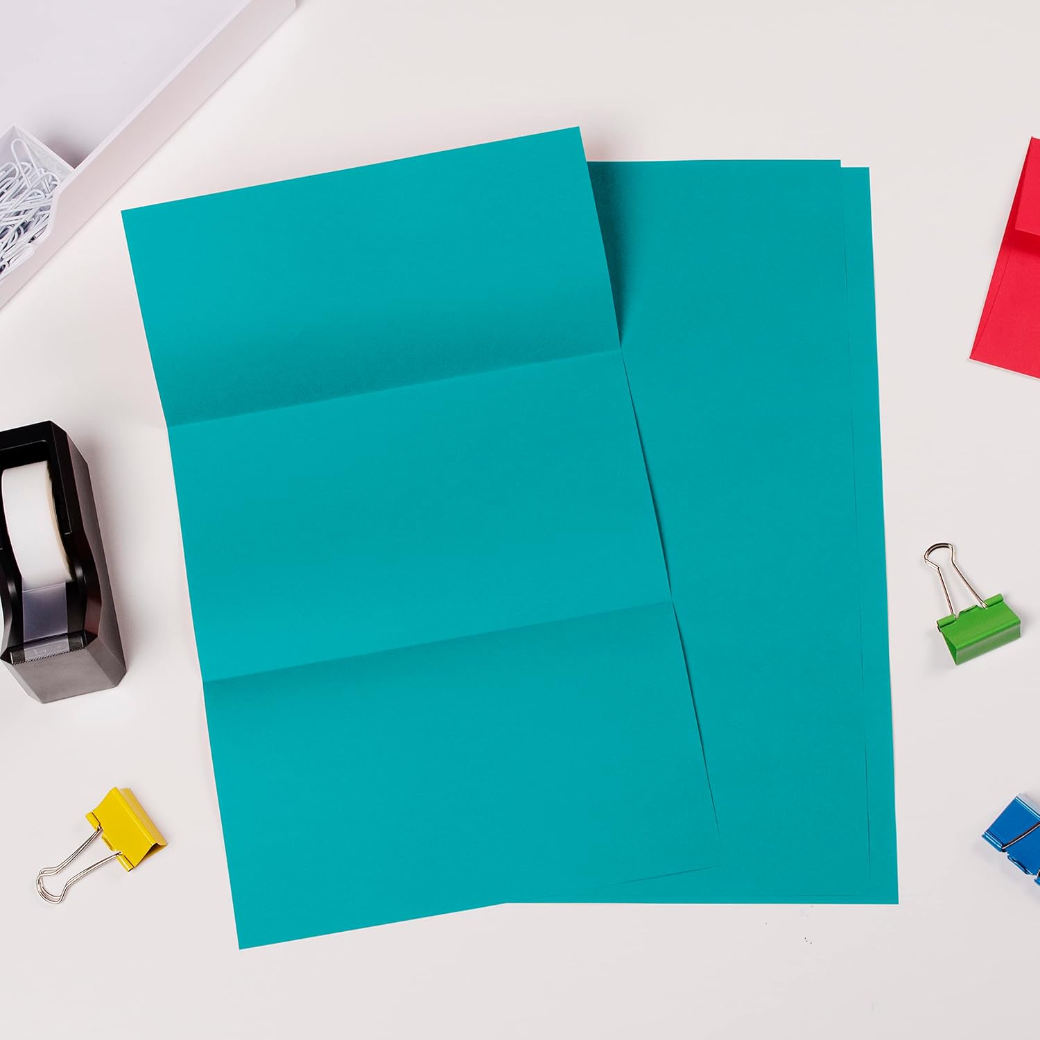 JAM PAPER Legal 65lb Cardstock - 8.5 x 14 Coverstock - 176 gsm - Sea Blue Recycled - 50 Sheets/Pack
