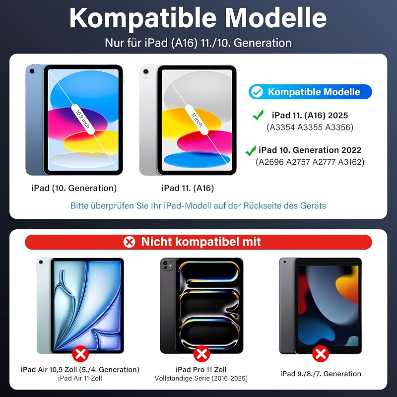 Husă magnetică SZO pentru iPad cu tastatură și touchpad, Bluetooth, iluminare LED în 7 culori, suport pliabil, iPad 10.9 și 11 2025, negru