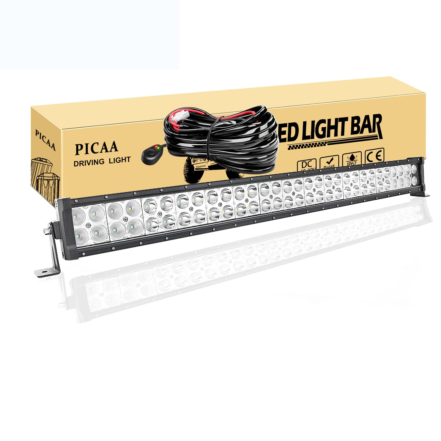 PICAA Listwa świetlna LED, 32 cale 79 cm 180 W Spot/Flood Combo, 2 rzędy
