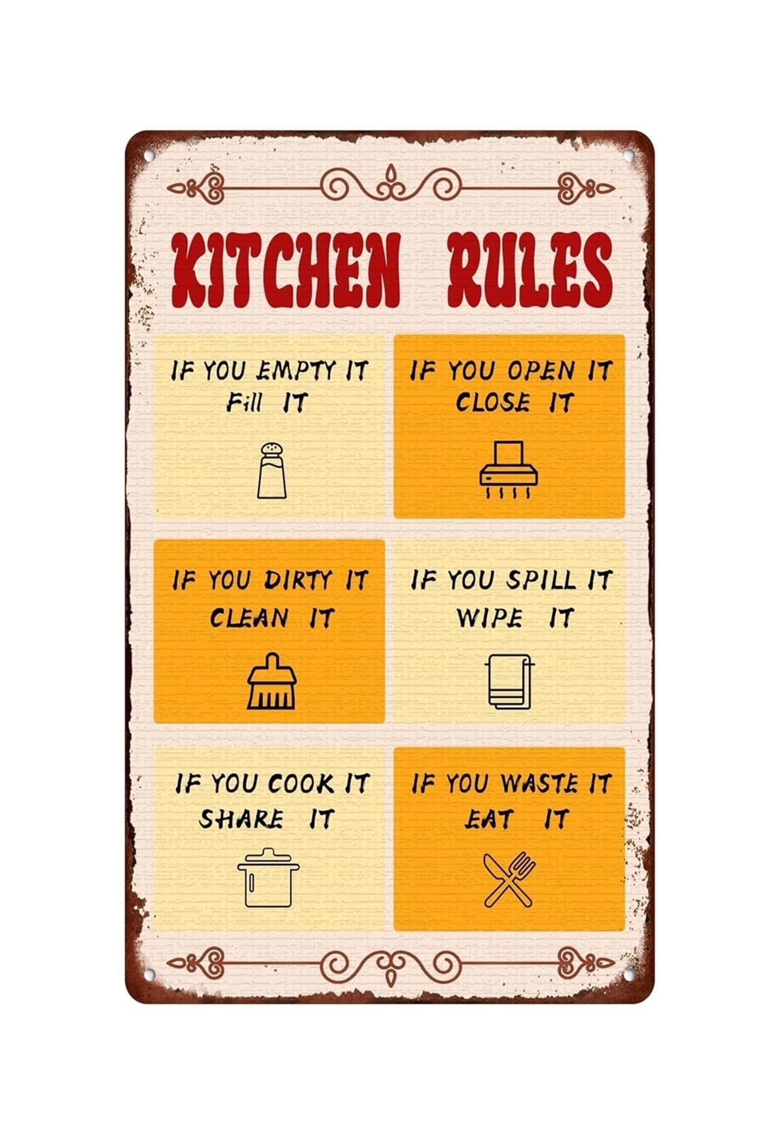 PKNVKZIDK Humorous Kitchen Sign Metal Tin Sign If You Cook It Share It Quote Vintage Wall Decor for College Dorm Apartment Kitchen Shared Living Space 8 X 12 inch