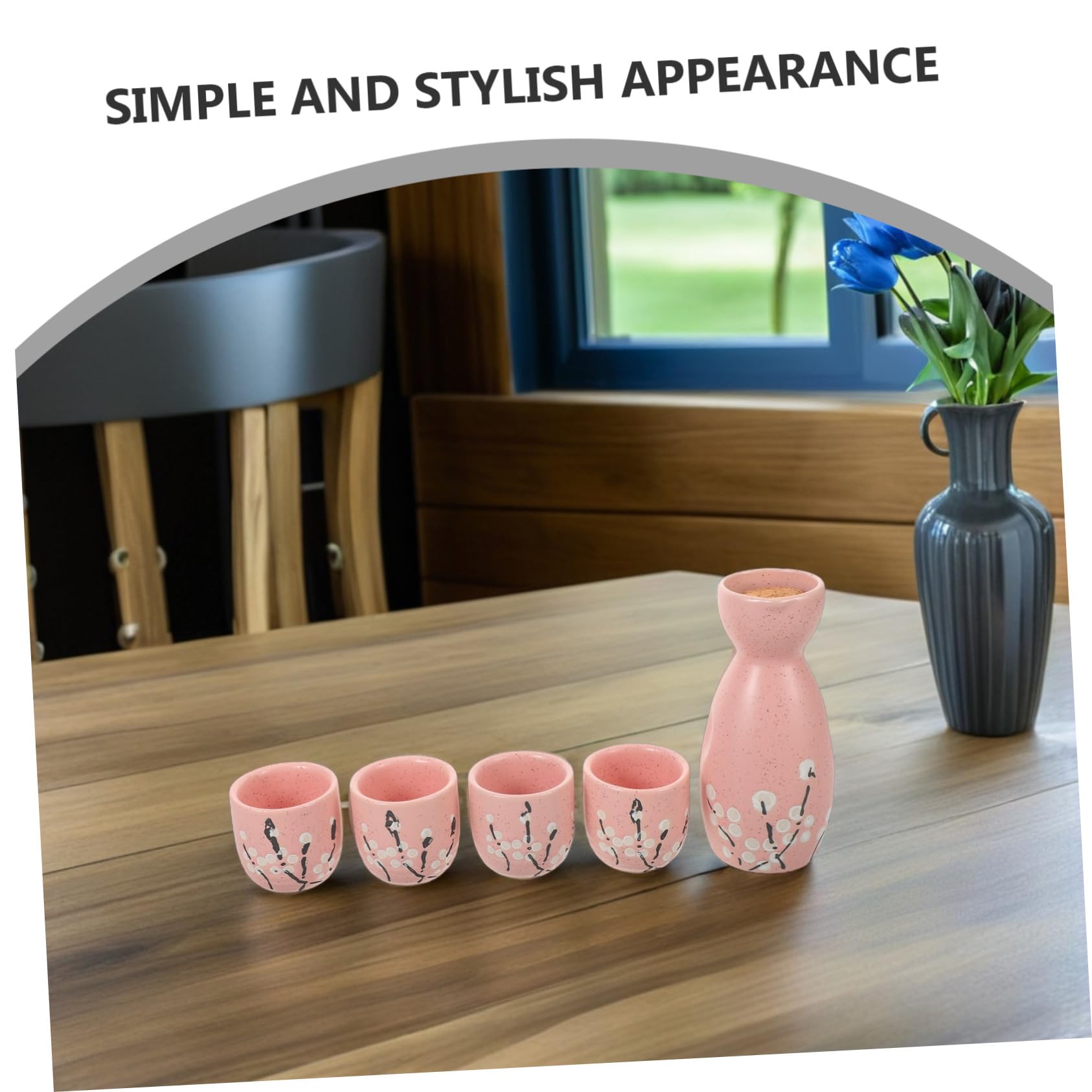 Cerámica Japonesa para Sake con Botella y Vasos Diseño Flor de Ciruelo Juego Compacto y Fácil de Limpiar para Bar Casa y Restaurante para Regalo y Uso Versátil con Soju y Té