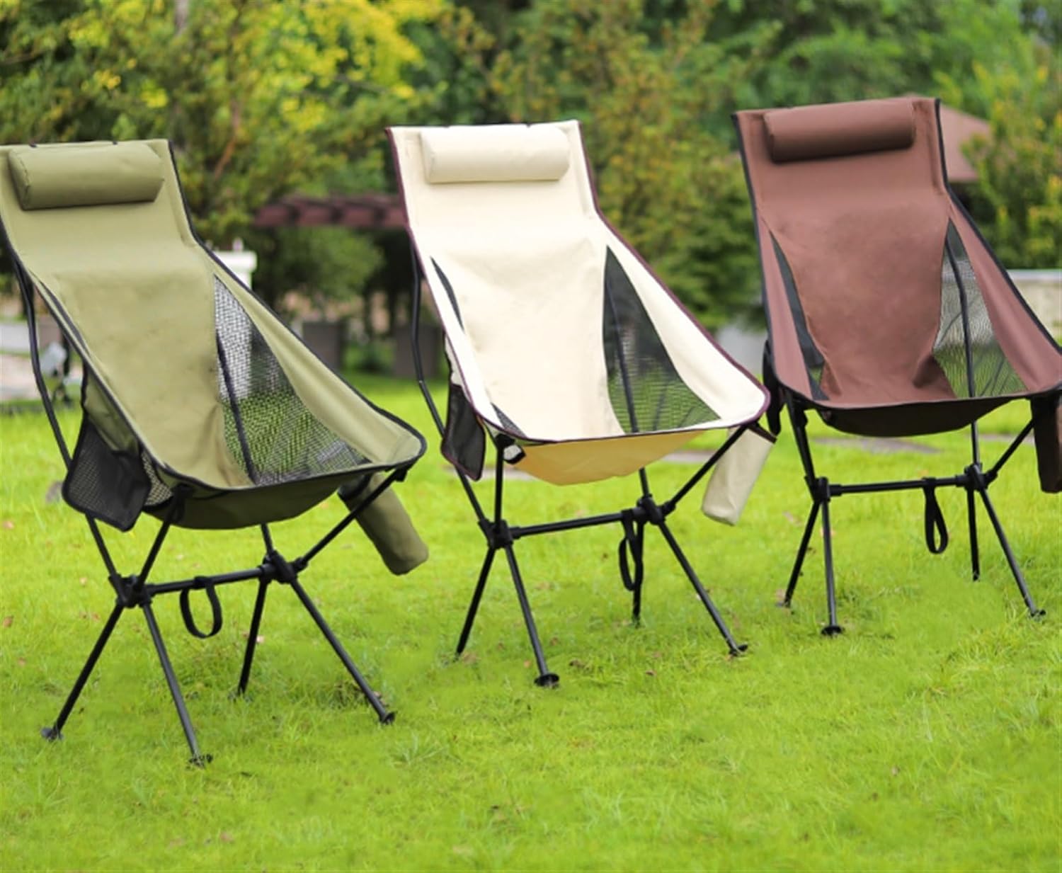 Folding Camping Folding Chair Outdoor Fishing Chair with Cup Holder,Lumbar Support Portable Folding Chairs Chairs Foldable(C)
