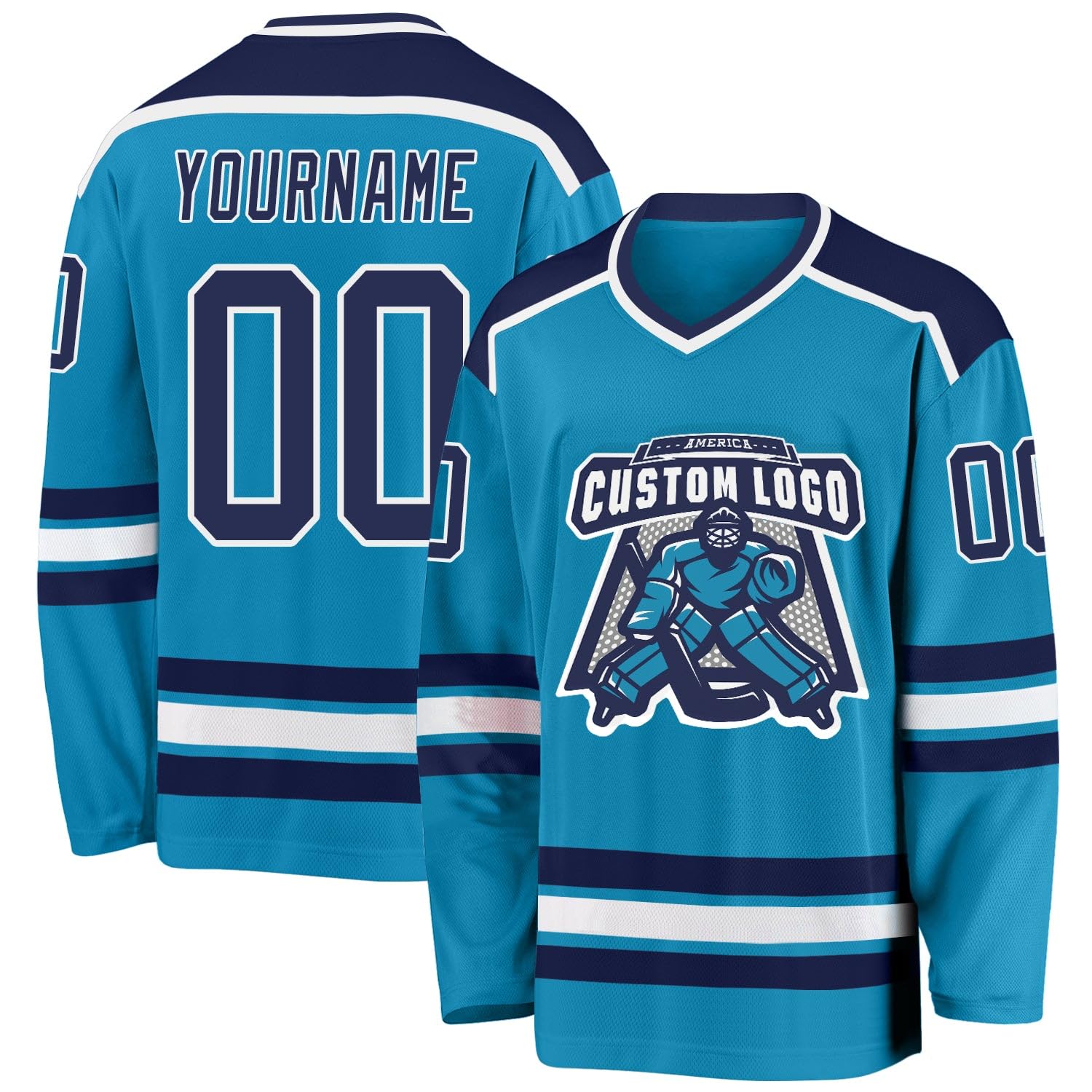 Custom Name Number White Red-Gold Hockey Jersey, Personalized Team V-Neck Sports Hockey Jersey for Men Women Youth