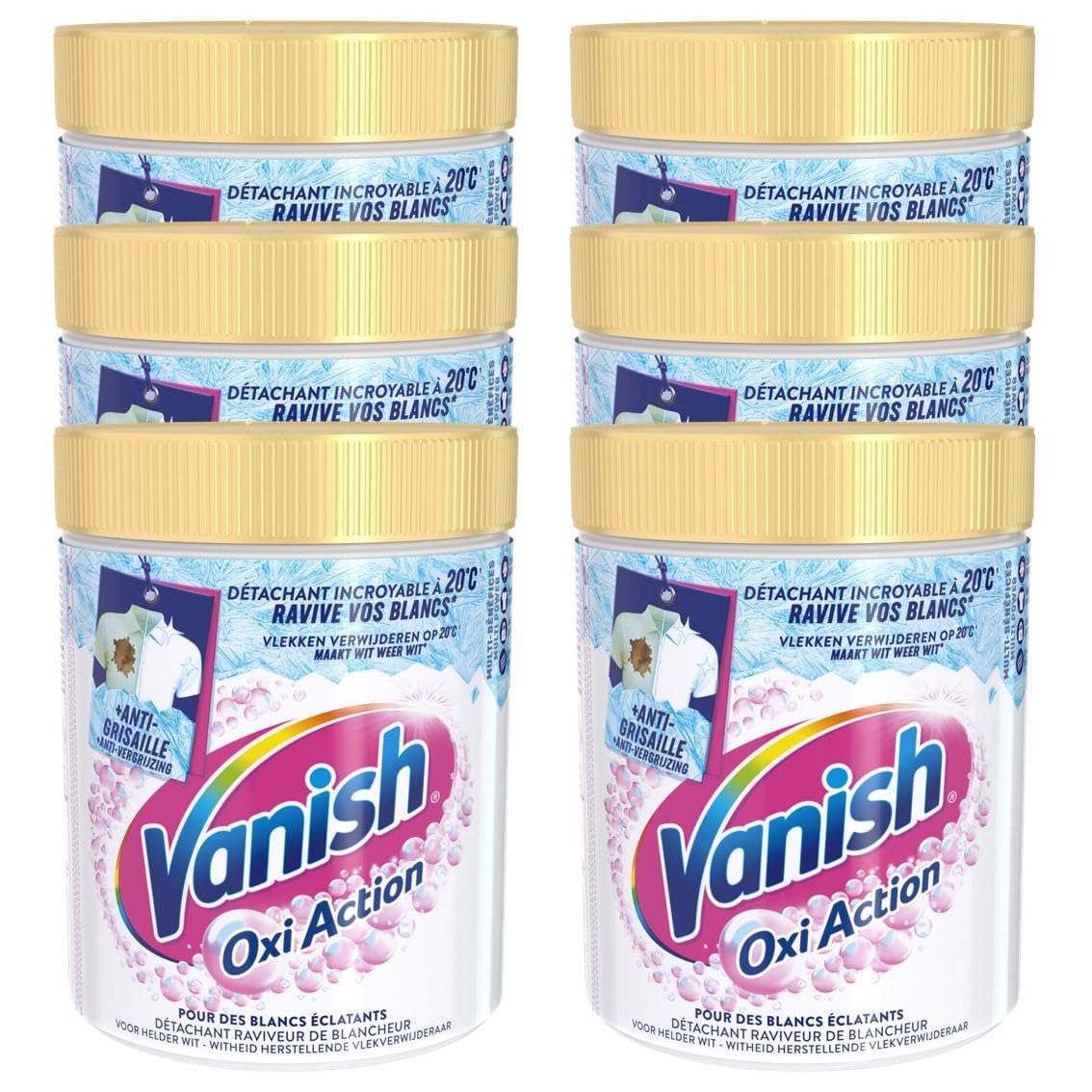 Vanish Oxi Action Smacchiatore Bianco Polvere Efficace A partire da 20°C 6 Confezioni da 940g