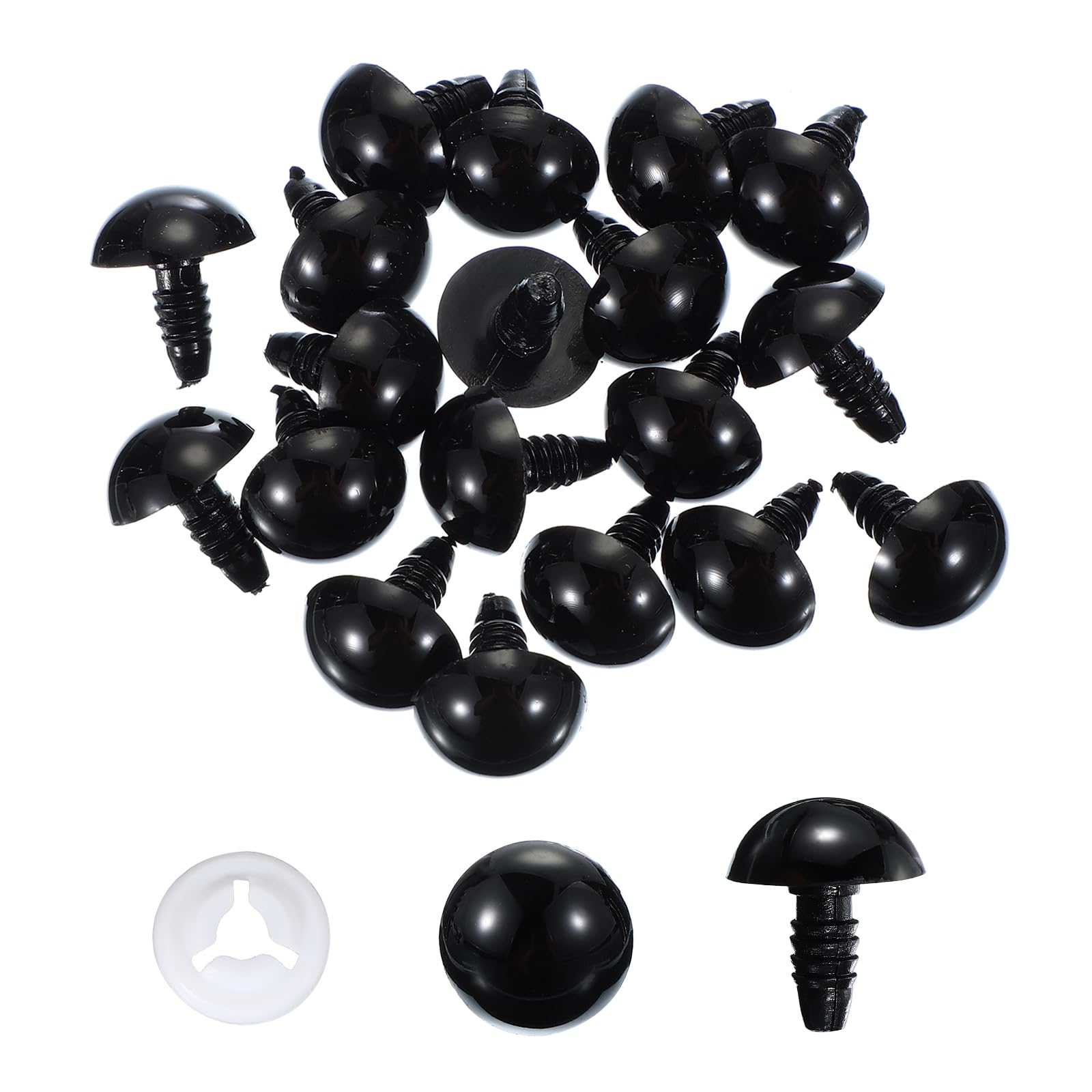 PATIKIL 16mm Safety Eyes, 30 Pcs Plastic Craft Eyes with Protective Film Safety Eyes with Washers for Stuffed Animals Crochet DIY Craft Making, Black