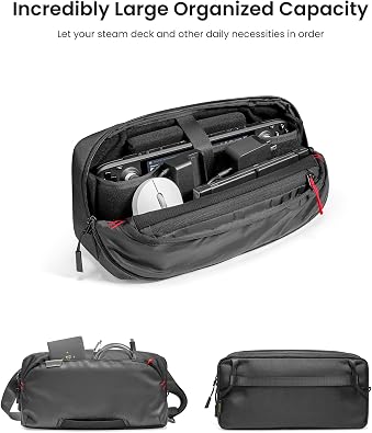 tomtoc Carrying Case for Steam Deck/OLED/Nintendo Switch 2/Rog Xbox Ally X, Storage Portable Bag, Protective Shoulder Bag with Pockets Fit Console, AC Adapter, Dock, Compact Pack for Daily Use, Travel