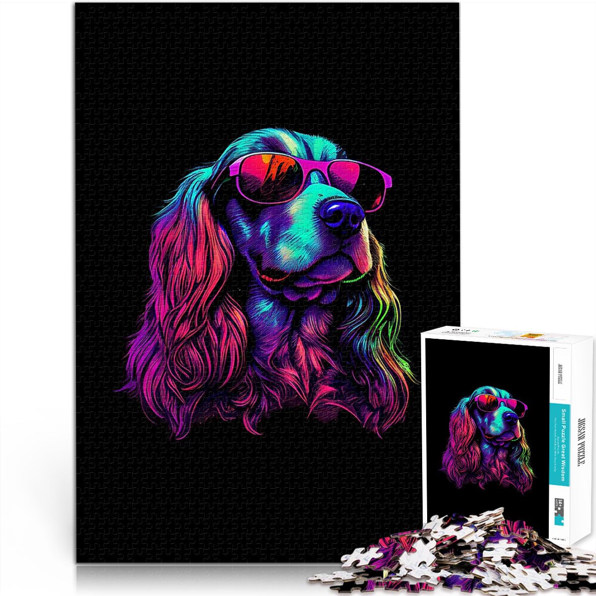 Jigsaw Puzzles for Adults 1000 Pieces English Cocker Spaniel DIY-Spielzeug eignet sich ideal als Geschenk für die ganze Familie38x26cm
