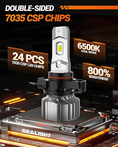 Miniatura 3 de SEALIGHT Bombillas LED antiniebla 5202 o DRL, 18000 lm, 800% brillo, 5202 5201 PS19W PS24W, bombillas LED antiniebla para automóvil, 6500 K blanco