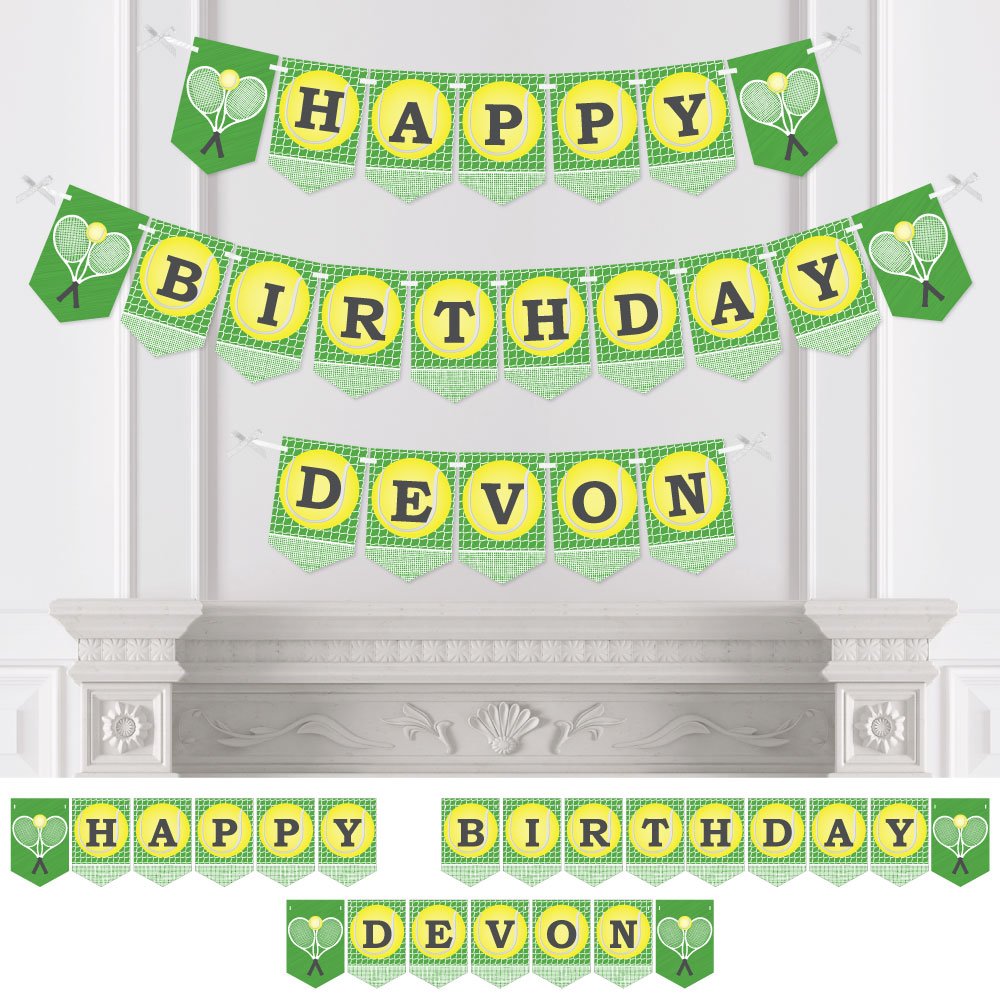 Personalized You Got Served - Tennis - Custom Tennis Ball Birthday Party Bunting Banner & Decorations - Happy Birthday Custom Name Banner