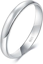 BORUO 925 Sterling Silver Ring Stacking Rings Plain Dome Tarnish Resistant Comfort Fit Wedding Band Gifts for Special Occasions 1.5mm 2mm 3mm Ring Size 4-12