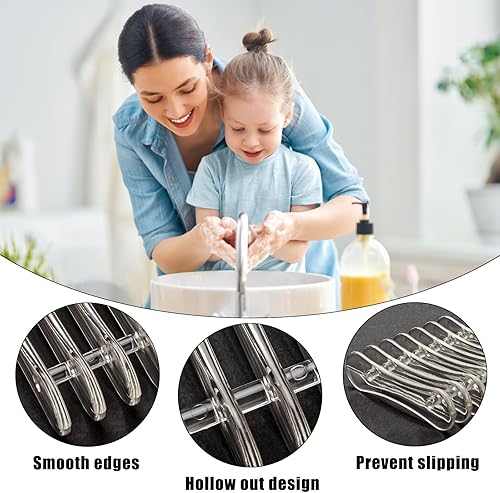 Miniatura 3 de 2 piezas de plástico para barra de jabón, jabonera autodrenante, ahorradores de jabón para barra de jabón, bandeja de jabón transparente, jabonera