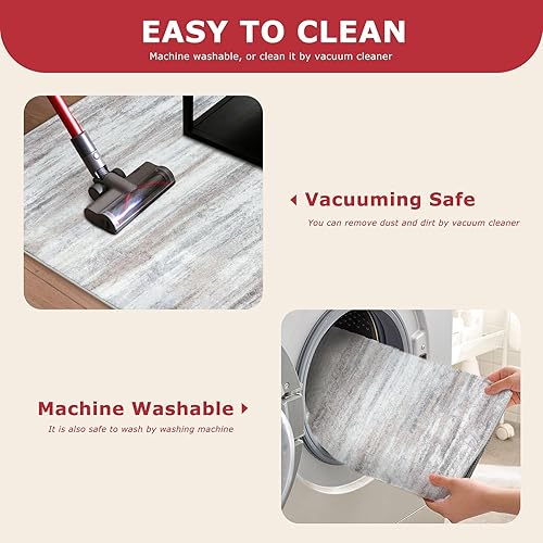 Miniatura 6 de KOZYFLY Alfombra moderna abstracta para cocina, 2 x 6 pulgadas, lavable, antideslizante, suave, a rayas, para pasillo, alfombra envejecida con