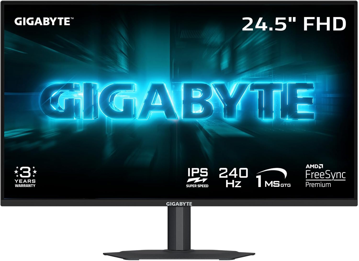GIGABYTE - G25F2A - 24.5" SuperSpeed IPS Gaming Monitor - FHD 1920x1080-240Hz - 1ms GTG - AMD FreeSync Premium - HDMI, DP - Height and Tilt Adjustable - Black