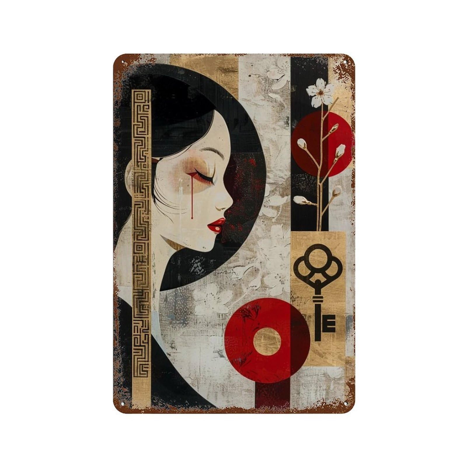 HDURYEYRYY Oriental Geometry 03 Wall Retro Iron Vintage Art Metal Tin Sign Poster Modern Home Cofffee Club Art Bar Shop Decor Style 30x20cm