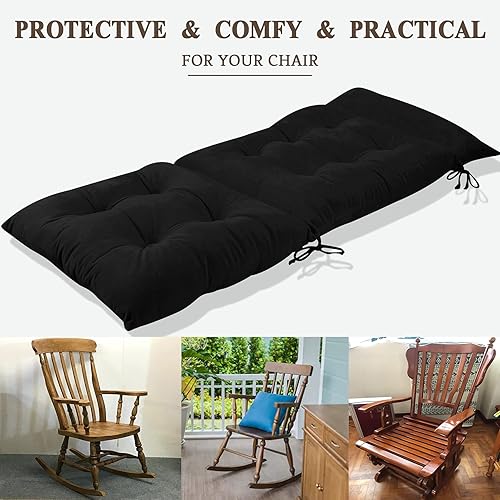 Miniatura 6 de Big Hippo Cojín para silla mecedora, suave y grueso, con almohada desmontable para el cuello, soporte para la espalda, cómodo cojín para silla con