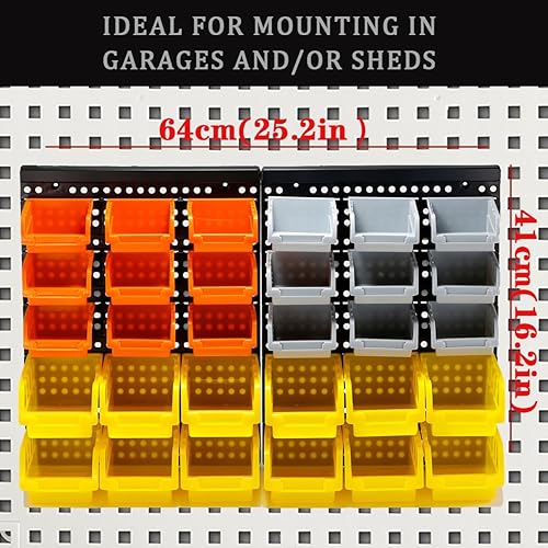 Miniatura 2 de Kit de contenedores de almacenamiento montados en la pared de 30 compartimientos, estante organizador de herramientas, contenedores de
