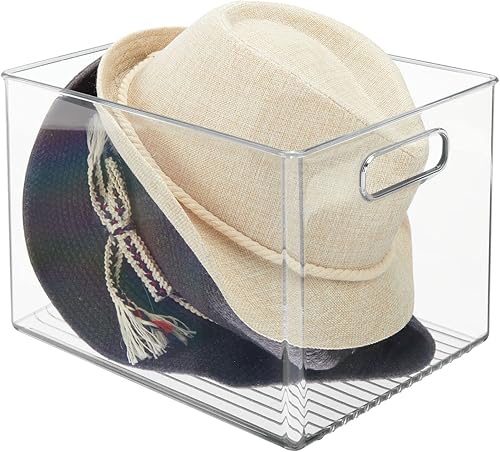 Miniatura 7 de mDesign Contenedor organizador de armario de plástico, contenedor para entrada, pasillo, dormitorio, ropa de cama y armario de abrigos, organización