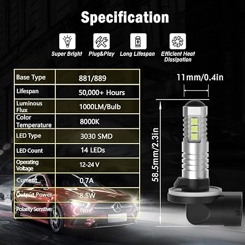 Vista 24 de 14 Piezas 3030 Chipsets luces antiniebla Blanco Xenón