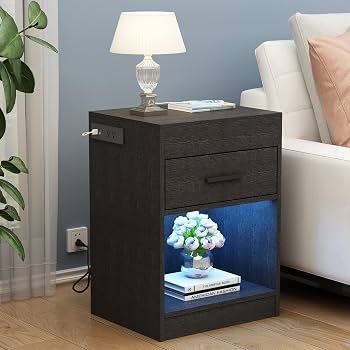 Amazon.co.jp: ナイトスタンド 充電ステーションとLEDライト付き 隠し