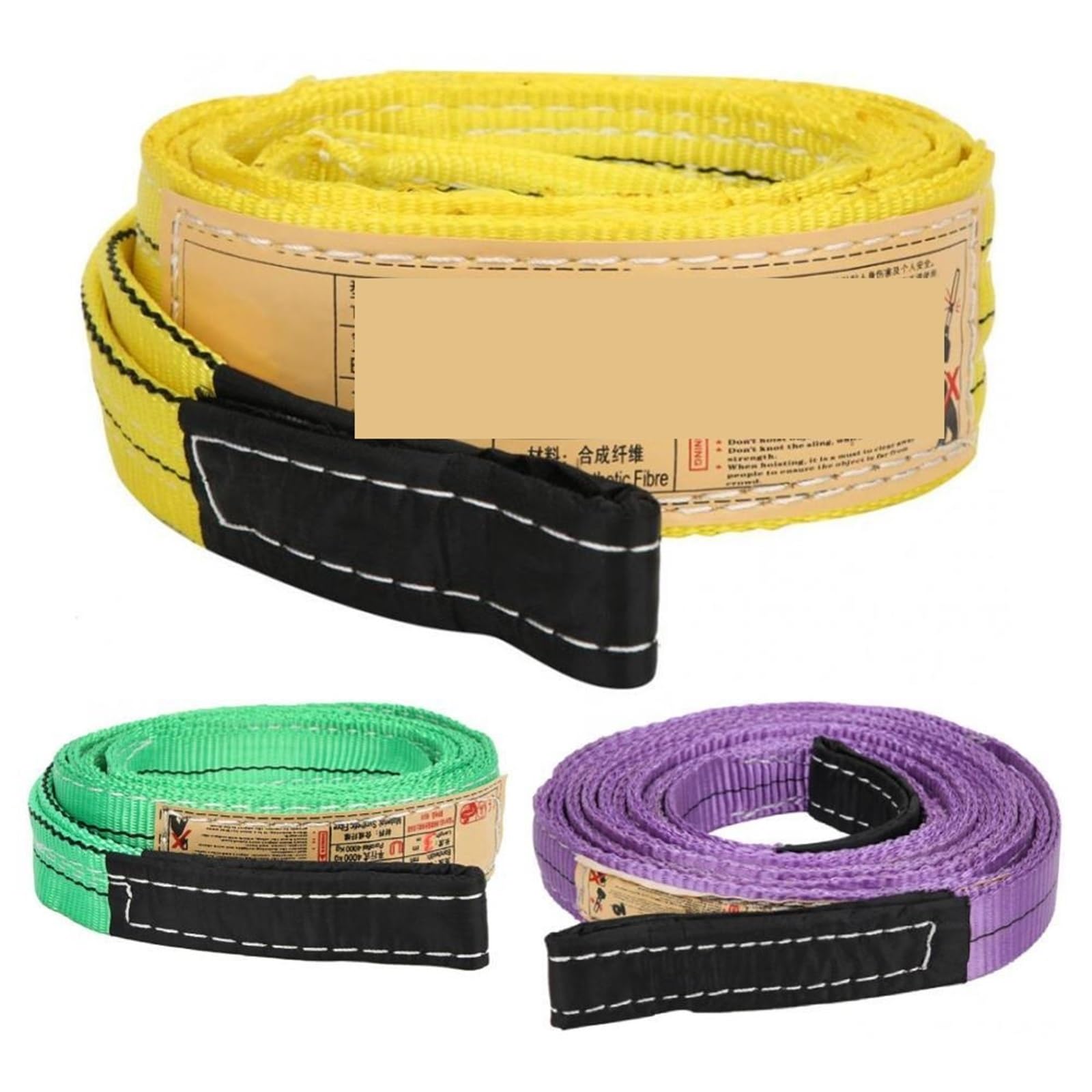 3 Meter flaches Polyester-Hebeband, industrielles, gefaltetes Ösen-Kran-Hebeband für Hebezeug(Yellow)