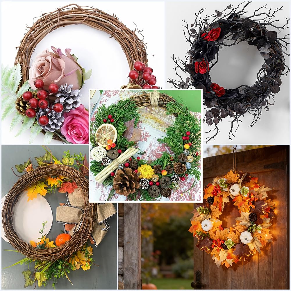 GORGECRAFT Lot de 2 couronnes de vigne naturelles de 30 cm avec branches en