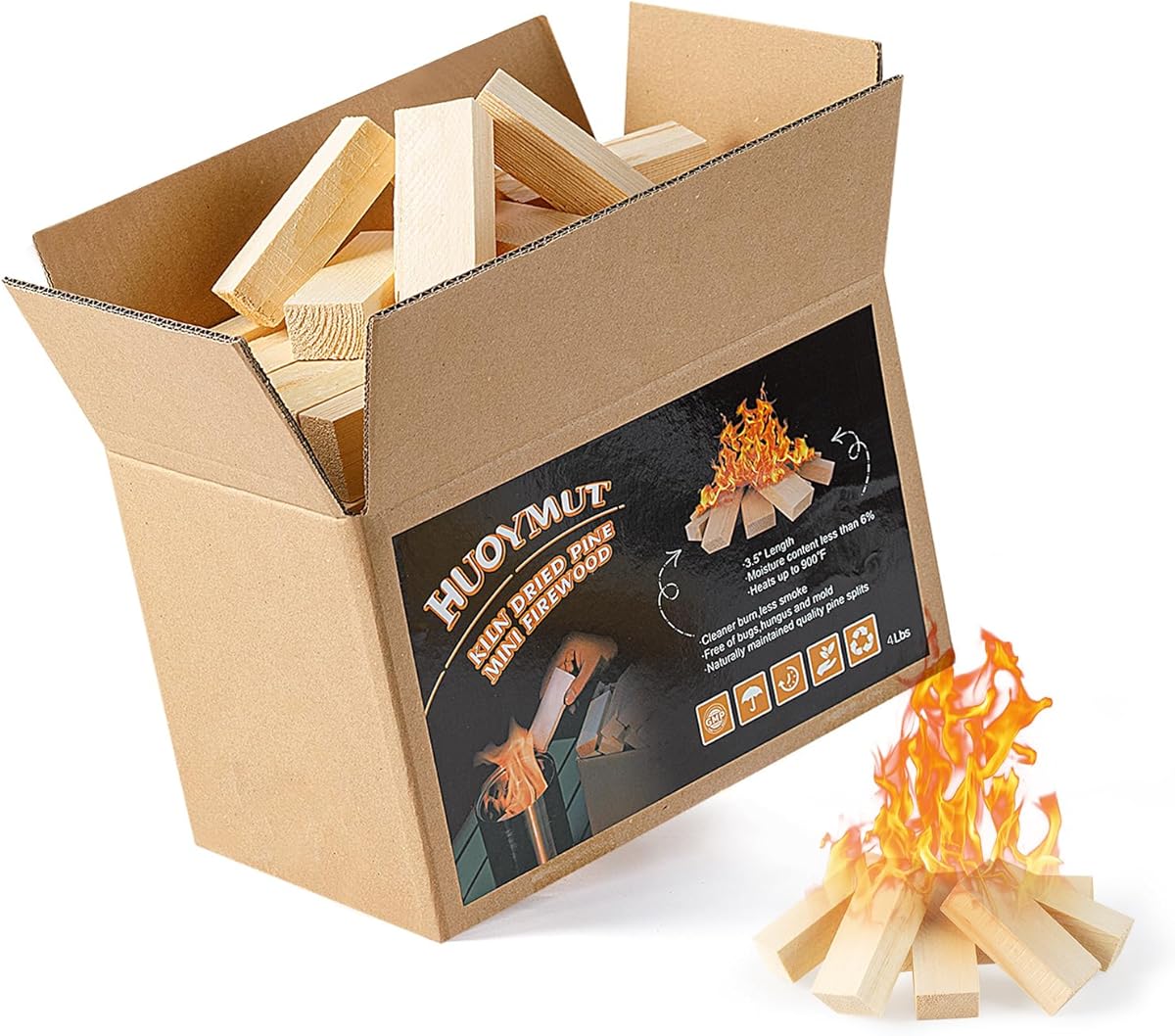 Amazon.com : HuoYmut Mini Fire Stick Wood,3.5" Lengths Kiln Dried Pine Small Firewood,Barkless Kindling Fire Logs,Fire Pit Accessories Great for Tabletop Fire Pit,Fireplace,Mini Mesa Wood,4 Lbs