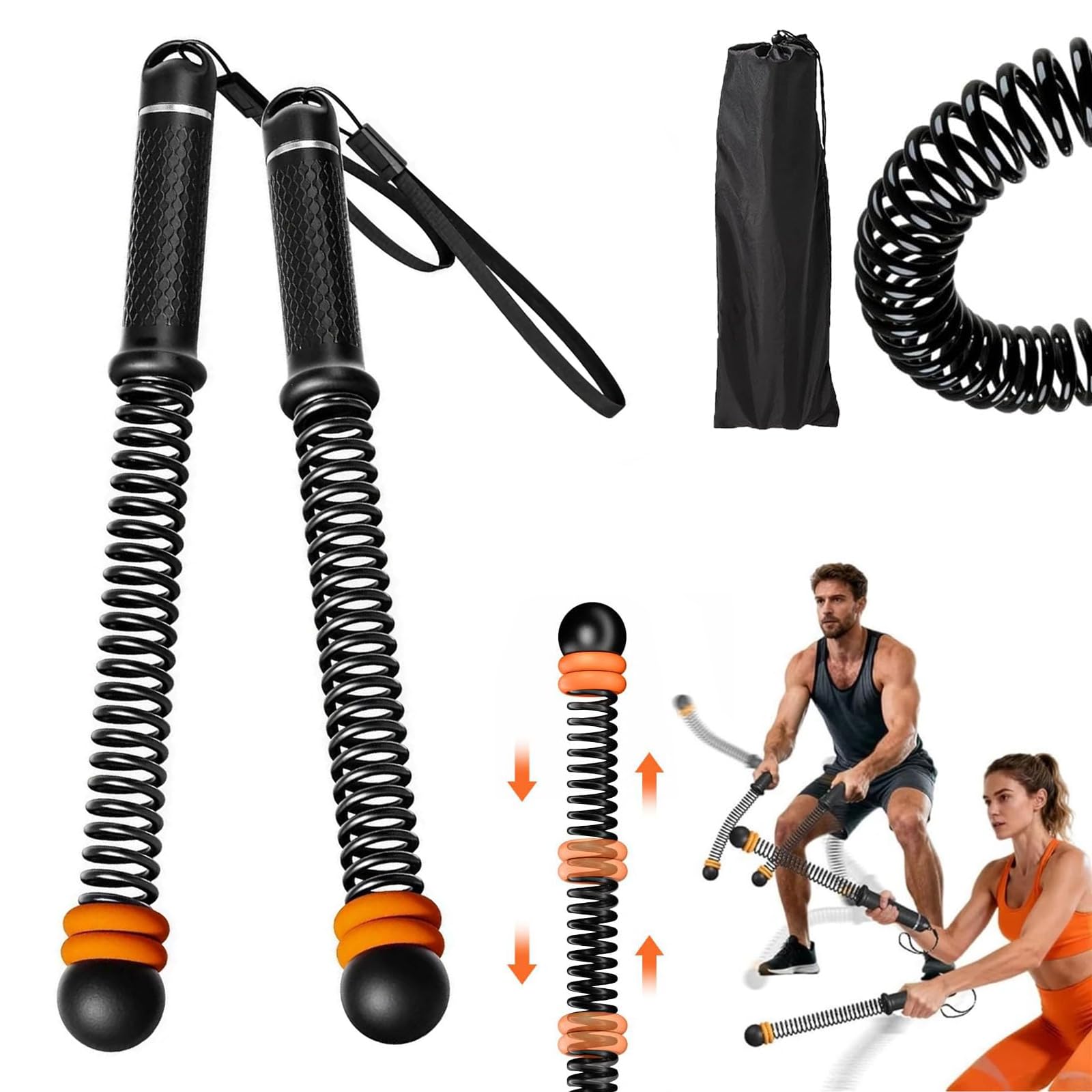 New Upgrade Third-Generation Ropeless Battle Ropes with Adjustable Weights,2 PCS Portable Quiet Cordless Battle Ropes for HIIT & Cardio Full-Body Workout Tool with Non-Slip Spiral Handles