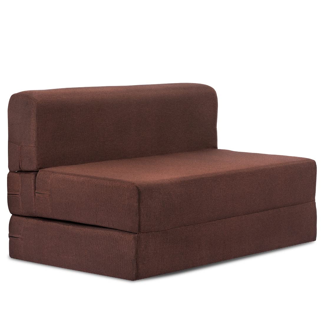 uberlyfe Basics 2 Seater Sofa Cum Bed | Jute Fabric Washable Cover | Malt Brown | 4' X 6' Feet
