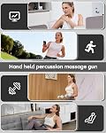 3-in-1 Gun de massage du dos avec poignée étendue pour les zones difficiles à parcourir, masseur musculaire portatif avec conception amovible pour le cou, dos, épaule, bras, cadeau idéal pour les hommes & Femmes