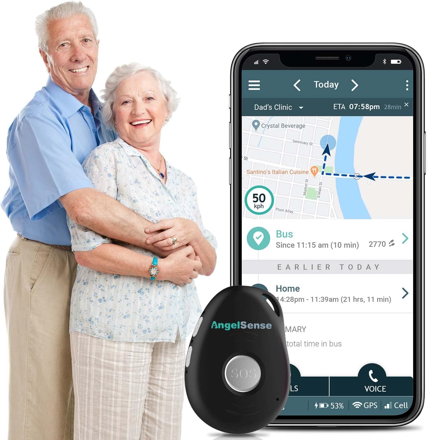 AngelSense Life Saving Alert System, Emergency Call Button with 2-Way Speakerphone, GPS Tracking, Fall Alert for Elderly, 24/7 Alert Button for Seniors, Nationwide 4G LTE Cellular (1 Month Free)