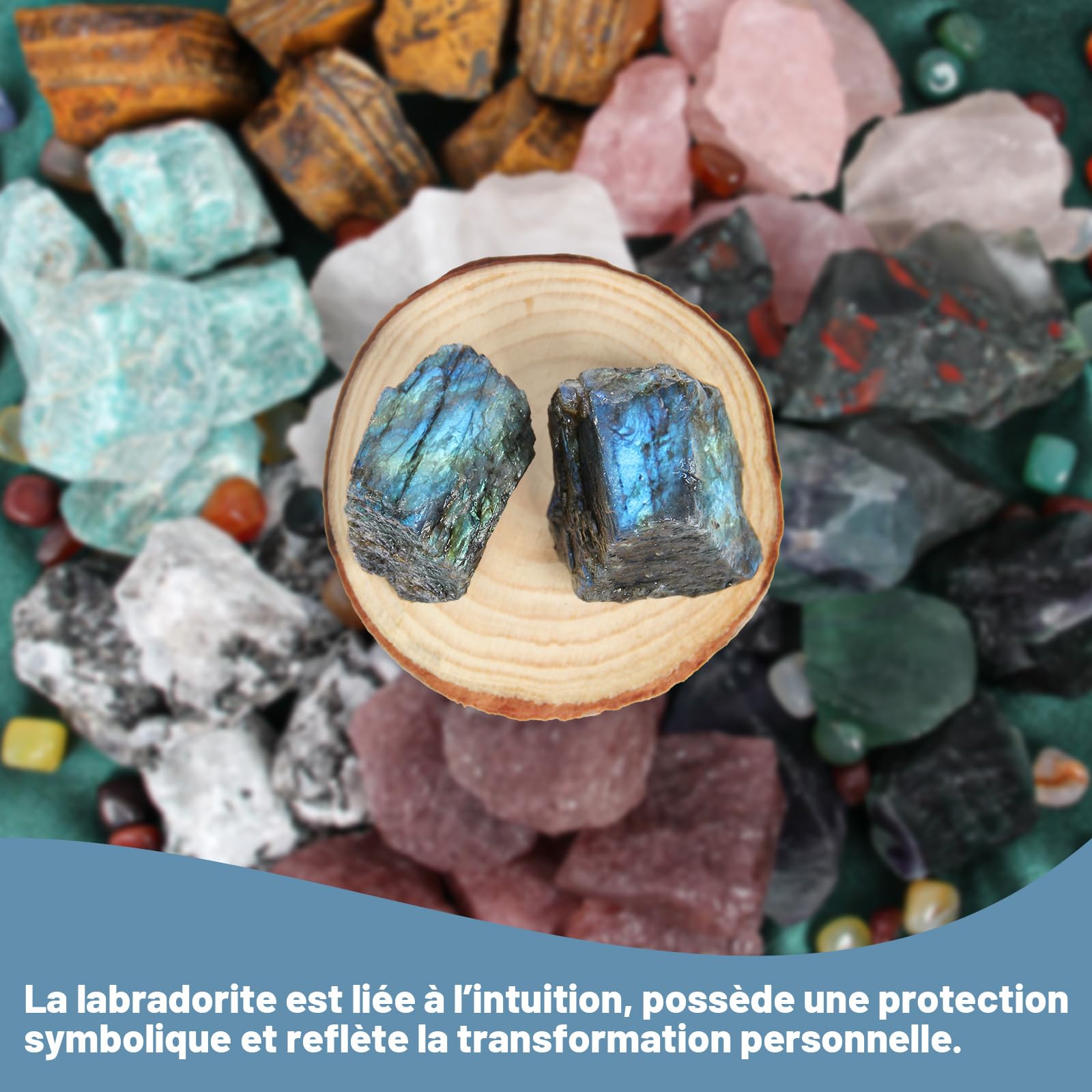 Labradorite brute 500 g – Cristal naturel rugueux avec éclat, gros spécimen minéral irrégulier pour décoration, collection & projets créatifs