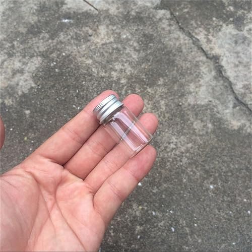 Miniatura 14 de 100 unidades 0.5 fl oz botellas de vidrio con tapa de metal vacío pequeña botella de deseos frascos de vidrio (100, 0.5 fl oz)