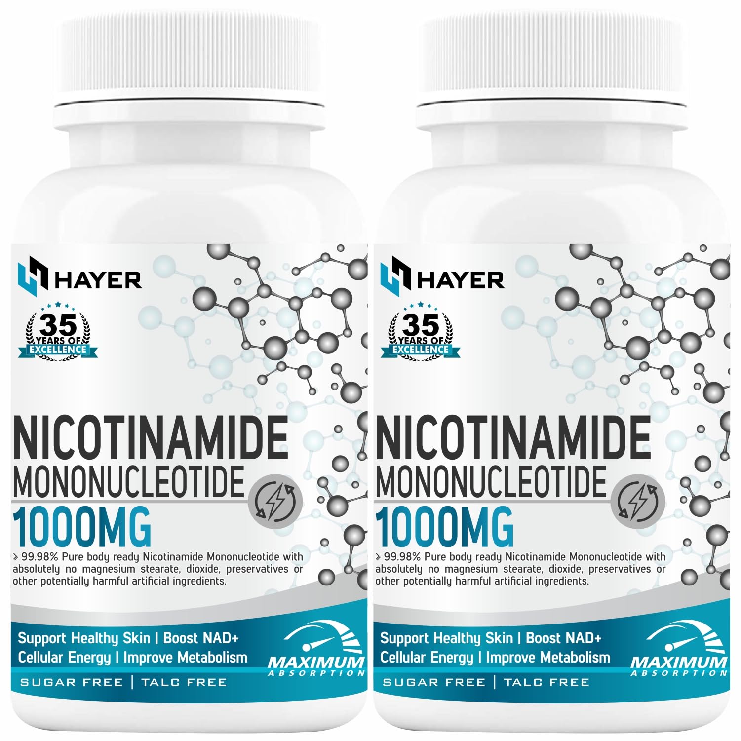 NMN Supplements 1000mg With Trans Resveratrol Supplement To Support Cellular Energy Metabolism, Boosting NAD+ Healthy Aging of Heart, Brain & Skin-120 Tablets