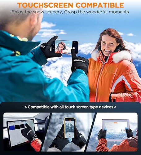 Miniatura 4 de -20 Winter Gloves for Men Women, 3M Insulated Waterproof Windproof Ski Gloves, Warm Snow Gloves with Zipper Pockets & Touchscreen Fingers, 5-Layer