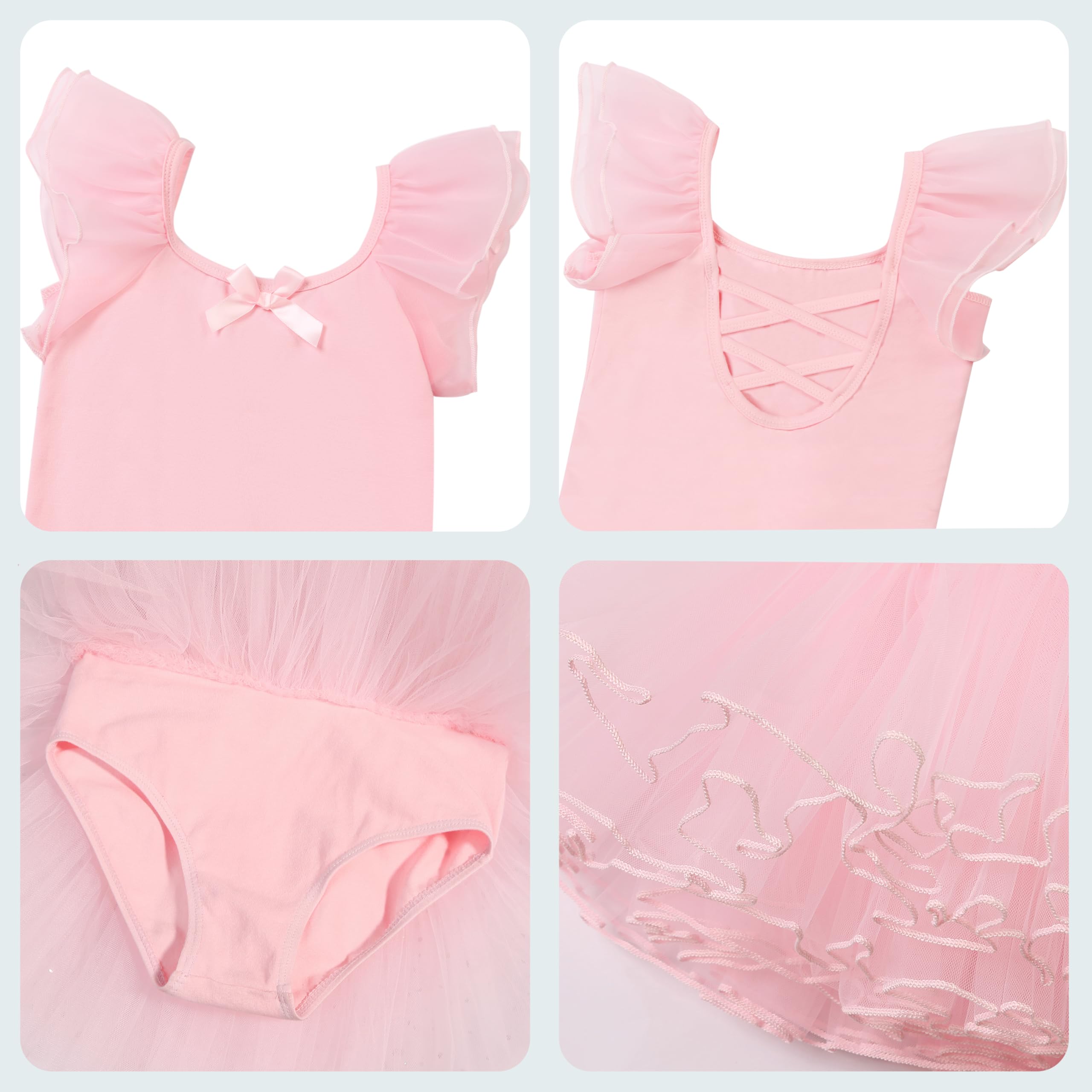 Robe de Danse Ballet pour Fille Coton Justaucorps de Ballet Tutu Danse Classique Fille