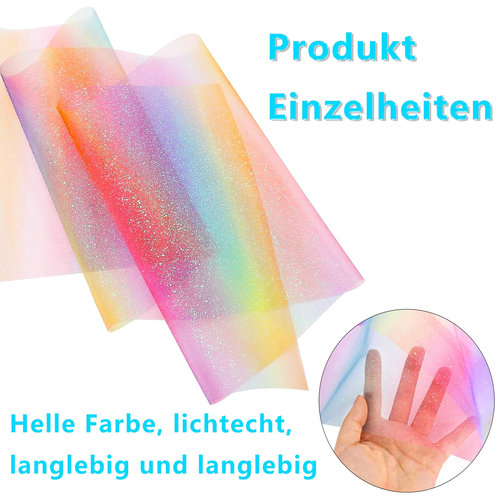 Rotolo Di Tulle Glitterato Arcobaleno - 30cm X 9m Per Decorazioni E Tutù - Foto 4