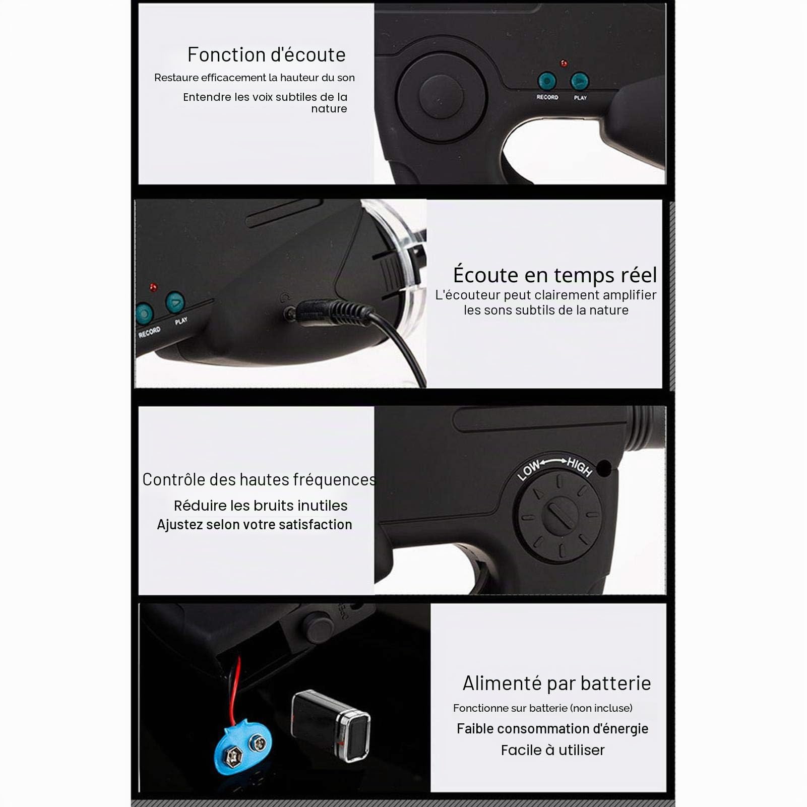 Appareil d'écoute Longue Distance, Microphone parabolique, Appareil d'écoute pour Le Son d'oiseau à Longue Distance – Appareil numérique pour écouter Les espions lointains