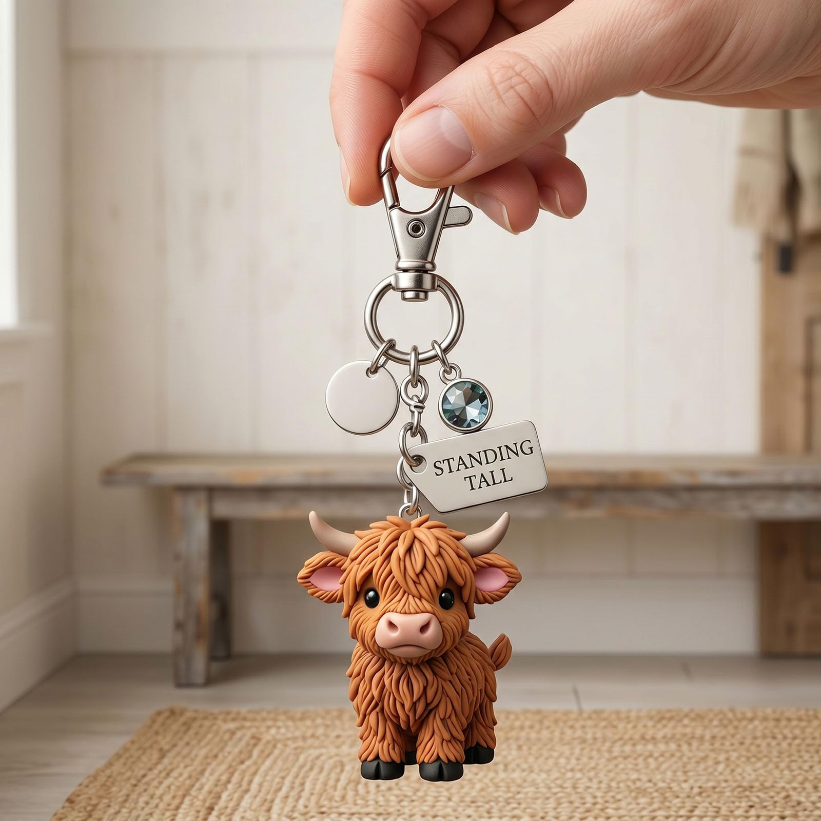 A Little Highland Cow For You Keychain: Your Daily Reminder of Quiet Strength, Cute 3D Resin Tiny Cow Keychainwith Birthstone & Sentiment Card for Women, Friends Family — view 8