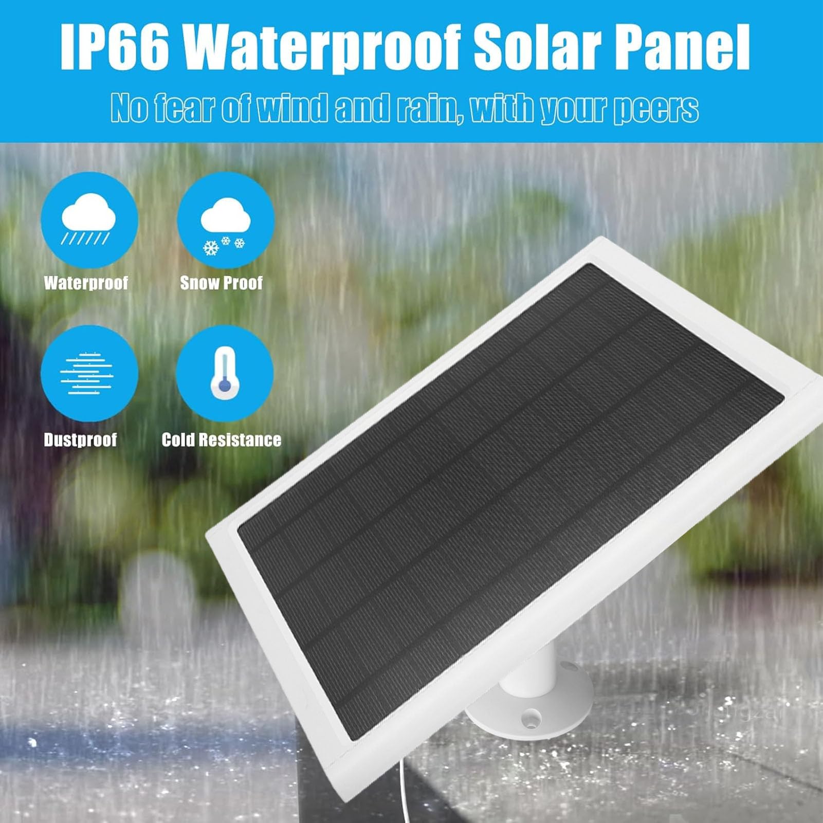 VBESTLIFE Pannello Solare da 15 W, Caricabatterie da Pannello Solare per Nest Cam per Esterni o Interni, Batteria, Resistente All'acqua IP66, Made for Nest (1PC)