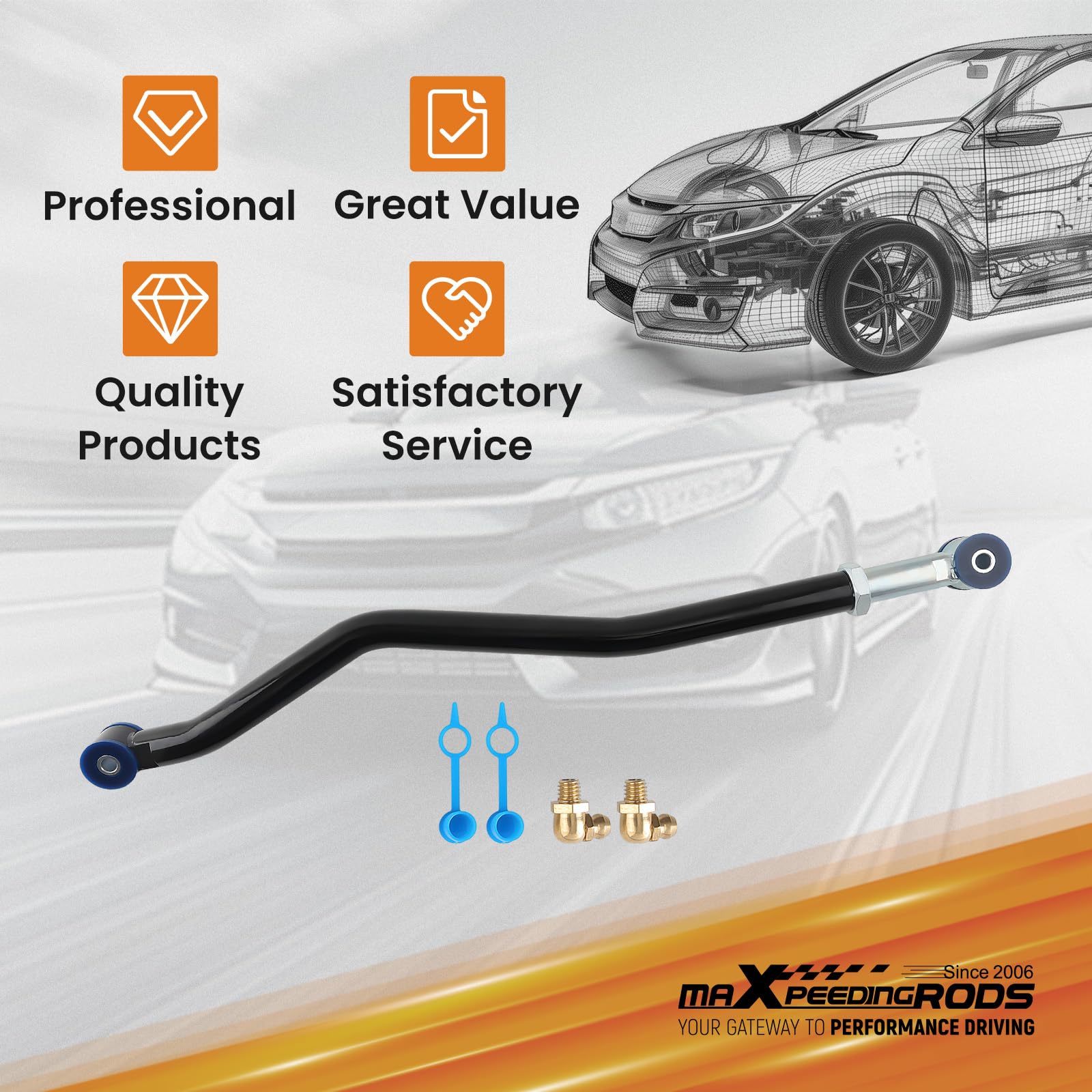maXpeedingrods Vorne Verstellbare Panhard-Spurstange 0"-6" For Jeep Wrangler JK 2007-2018 3,8L